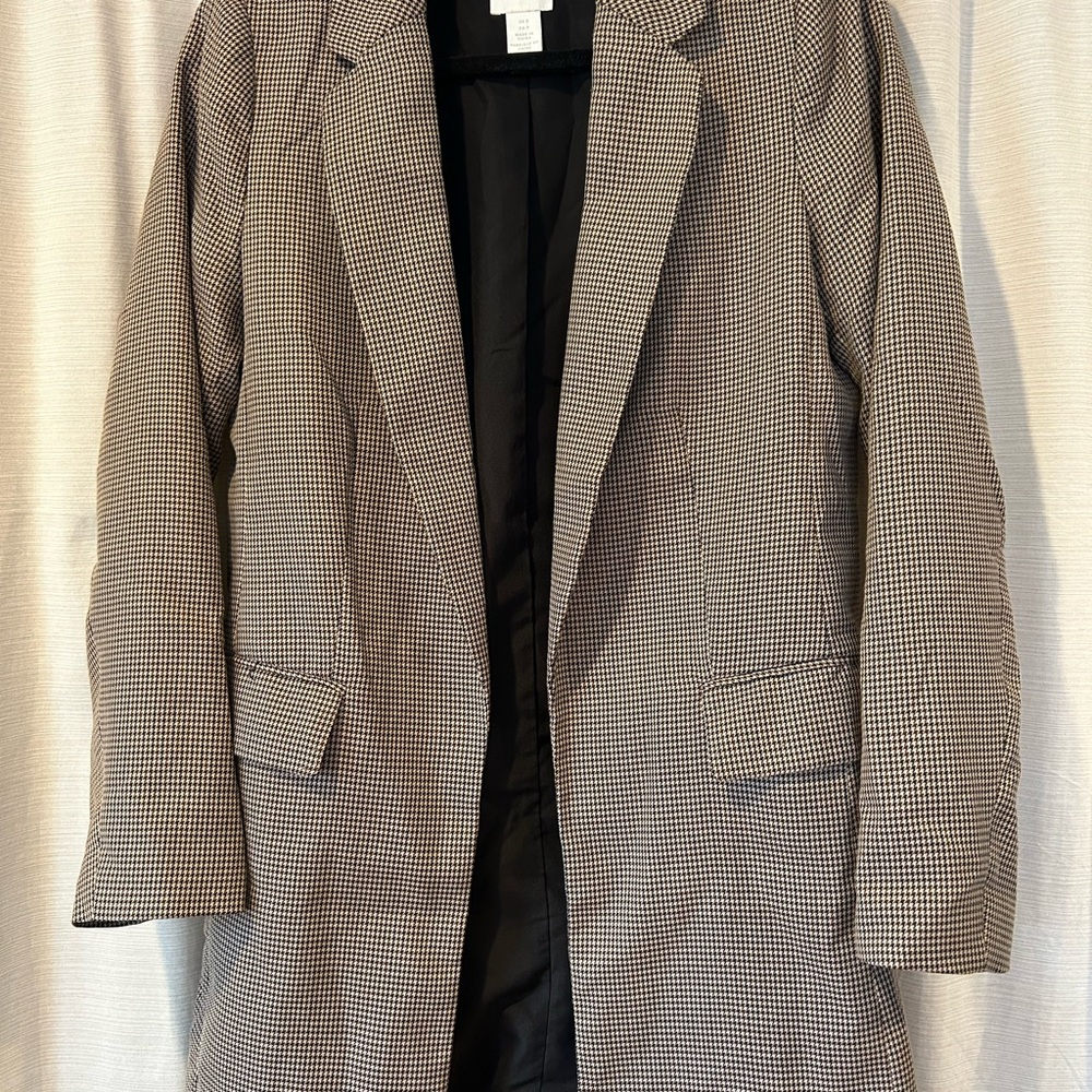 H&M Black and White Checkered Blazer